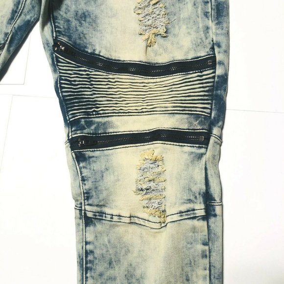 Soho Babe Skinny Distressed Moto Zipper Jeans - Picture 7 of 12